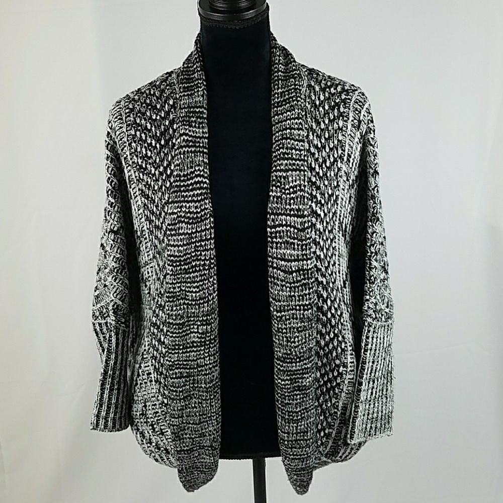Kaisely women M open chunky knit cardigan shrug lagenlook dolmen batwing wool